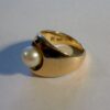 Hans Hansen, a 14 carat gold cultured pearl ring, 1968 import marks SOLD