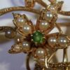 An Edwardian 15 carat gold demantoid garnet and seed pearl floral brooch pendant of Art Nouveau influence, circa 1905 SOLD - Image 5