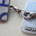Anonymous, pair of enamel and silver cufflinks, possibly American,1930's SOLD - Image 2