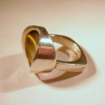Niels Erik From, tiger eye silver ring, Denmark, London import mark 1978 SOLD - Image 3