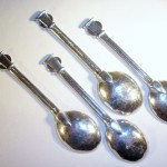 Winifred King & Co, cased set of twelve Arts and Crafts silver Zodiac coffee spoons, Birmingham 1930 SOLD - Image 6
