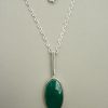 Niels Erik From, green agate silver pendant on chain, Denmark, circa 1970 SOLD