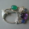 Bernard Instone, amethyst and agate silver brooch, English, circa 1955 SOLD