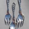 Georg Jensen, #42 pattern silver salad servers and serving fork, Denmark, 1934 & 1926