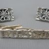 Pentti Sarpaneva, for Turun Hopea, 'Pitsi' cufflinks and tie clip set, Finland, 1972 SOLD
