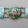 Henry Wilson, attributed, Arts and Crafts silver and enamel swan buckle, circa 1910 SOLD