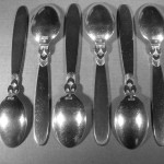 Gundorph Albertus, for Georg Jensen, set of six Cactus pattern coffee spoons, Denmark, 1933-44 mark SOLD - Image 3