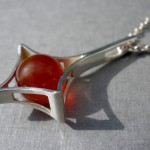 Kultaseppa Salovaara, carnelian silver pendant on chain, Finland, circa 1970 SOLD - Image 2