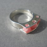 Kultaseppa Salovaara, rhodochrosite tension set silver ring, Finland, circa 1970 SOLD - Image 2