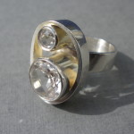 Elis Kauppi for Kupittaan Kulta, rock crystal silver ring, Finland, London import marks for 1972 SOLD - Image 2