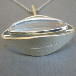 Elis Kauppi for Kupittaan Kulta, silver rock crystal pendant on chain, Finland, 1971 London import marks SOLD - Image 4