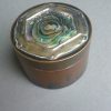 Arts and Crafts abalone set silver and copper cylindrical box, possibly Scottish, circa 1900 SOLD