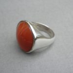 Tri Star, banded carnelian silver ring, London 1974 SOLD - Image 2