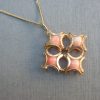 Elis Kauppi for Kupittaan Kulta (attributed), 9 carat gold rhodochrosite pendant on a chain, Finland, import marks 1980 SOLD