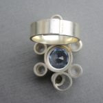 Elis Kauppi for Kupittaan Kulta, synthetic stone set silver ring, from the 'Mountain Stream' collection, Finland, circa 1975 SOLD - Image 4