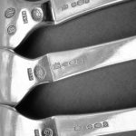 Georg Jensen, matched set of five Bead pattern silver pastry forks, Denmark, 1922-28 SOLD - Image 2