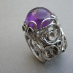 P.A.R.?, amethyst cabochon hand made open work ring, English, circa 1970 SOLD - Image 2