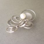 Anonymous, silver and simulated pearl brooch, probably West German, London import marks 1970, sponsors mark D.J. SOLD - Image 2