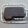 Aarikka, probably designed by Kaija Aarikka, wood and silver brooch, Finland, 1960 SOLD