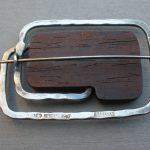 Aarikka, probably designed by Kaija Aarikka, wood and silver brooch, Finland, 1960 SOLD - Image 2