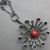 Lysgards Design, pewter and ceramic pendant on chain, Denmark, circa 1970 SOLD