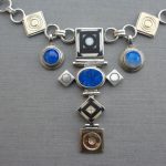 Robert Crerar, silver and gold opal, lapis lazuli, acrylic and niello set necklace, Edinburgh 1981 SOLD - Image 2