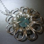 Jack Spencer, green banded agate cabochon set silver pendant on a chain, Sheffield 1976 SOLD - Image 2