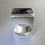 Joel Degen, amethyst, silver and oxidised silver ring, circa 1970 SOLD - Image 2