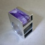 Joel Degen, amethyst, silver and oxidised silver ring, circa 1970 SOLD - Image 5