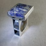 Joel Degen, sodalite, silver and oxidised silver ring, London 1970 SOLD - Image 3