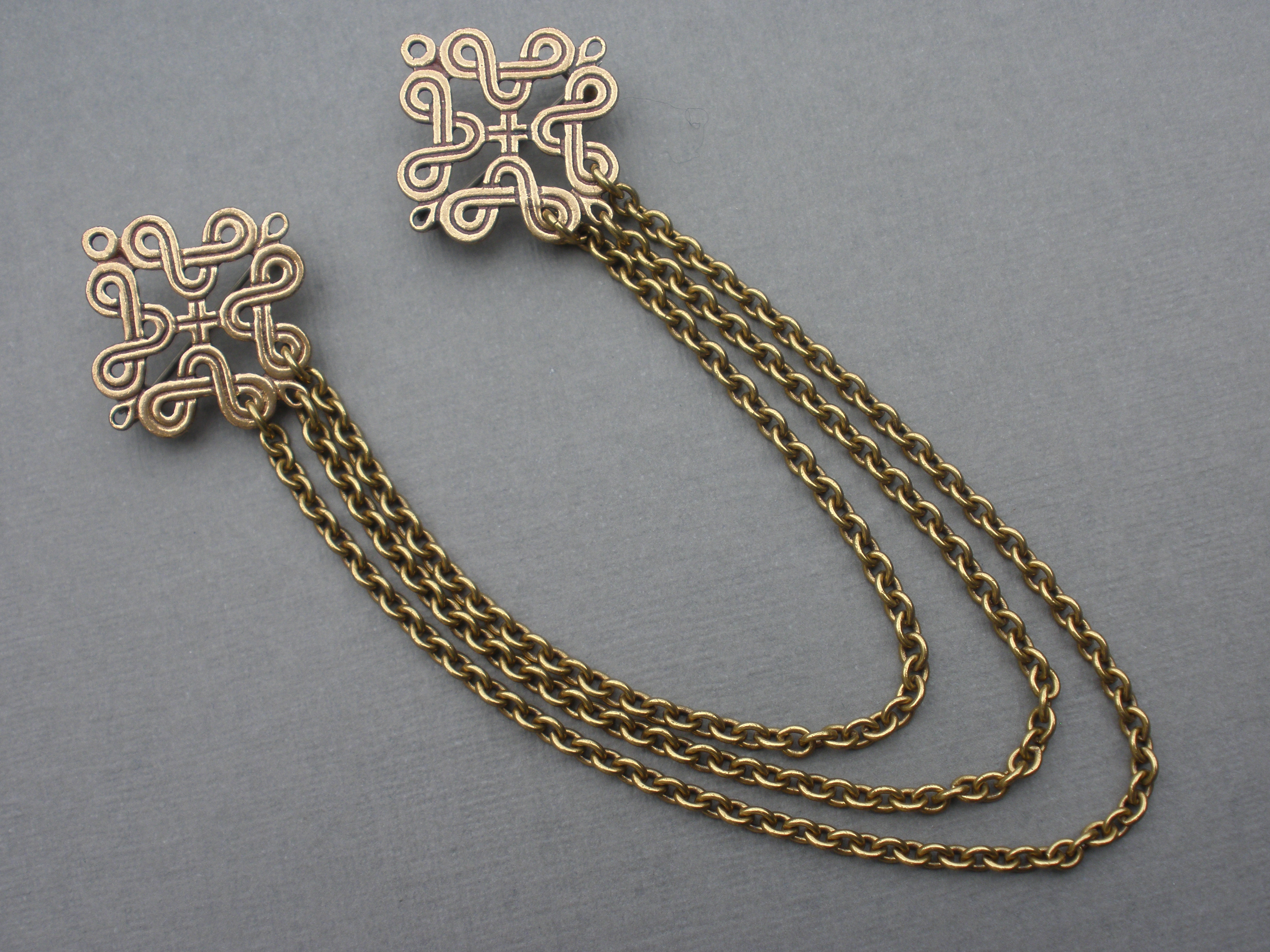 Kalevala Koru, bronze Karelian ribbon knot cloak or cape brooches, Finland  – John Kelly 1880+