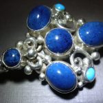 Dorrie Nossiter, Arts and Crafts Swiss lapis and turquoise set brooch, circa 1925 SOLD - Image 2
