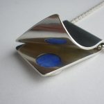 Arne Johansen, silver lapis lazuli set pendant, on chain, Denmark, circa 1980 SOLD - Image 2