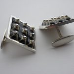 Anton Michelsen and Royal Copenhagen, pair of silver and ceramic cufflinks, Denmark, circa 1970 - Image 2