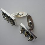 Anton Michelsen and Royal Copenhagen, pair of silver and ceramic cufflinks, Denmark, circa 1970 - Image 3