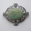 Robert Allison & Son (attributed) of Iona, large silver amazonite set Scottish plaid brooch, Glasgow 1953 SOLD