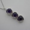 Kultaseppa Salovaara, three stone amethyst silver pendant on a chain, Finland, circa 1970 SOLD