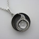 Karl Laine, for Sten & Laine, silver rock crystal set pendant, Finland, 1977 date code SOLD - Image 2