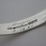 PLP,  unidentified maker, 916 standard silver onyx cabochon set bangle, Finland, date code for 1960 SOLD - Image 6