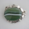 Gladys and Charles Mumford, green banded agate set silver brooch, Falmouth, circa 1960 SOLD