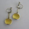 Ivar T Holth, pair of yellow enamel silver drop earrings, Norway, circa 1965 SOLD