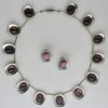 Jorgen Jensen, pewter and purple paste necklace with ear clips, Denmark, circa 1965 SOLD