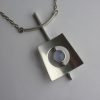 Victor Jansson, blue grey agate set silver pendant, Sweden, 1969 SOLD