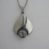 Karl Laine, for Sten & Laine, rock crystal set silver pendant on chain, Finland, circa 1970 SOLD