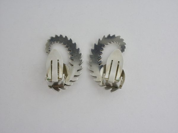 Arno Malinowski for Georg Jensen, pair of silver ear clips, #112, post 1945 SOLD - Image 2