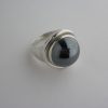 Harald Nielsen for Georg Jensen, haematite set silver ring, #46F, Denmark, London import mark for 1977 SOLD