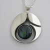 Karl Laine, for Sten & Laine, large spectrolite set silver pendant on chain, Finland, 1992 SOLD