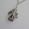 Norman Grant, silver and enamel flower pendant on chain, Edinburgh 1982 SOLD