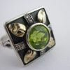Hans Rudi Hofer, peridot and diamond set 800 standard silver and gold Arts and Crafts ring, German, circa 1930  SOLD (Ref S058) - Image 7