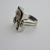 Hans Rudi Hofer, garnet, blue tourmaline and freshwater pearl set 800 standard silver and gold Arts and Crafts ring, German, circa 1930 (Ref S059) SOLD - Image 3